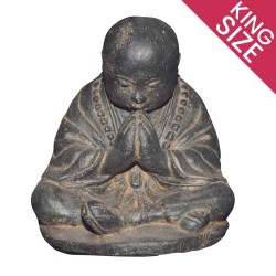 Statuette bouddha assis lotus méditation 20 cm - Gris anthracite