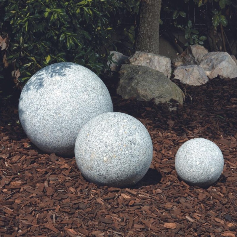 Boule déco jardin granit - sphère pierre Ø 30-40 cm | JARDINEX