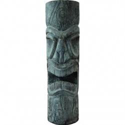 Statue de jardin en cocotier Totem tiki mauri cendré en 100 cm