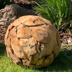 sphère déco jardin en teck