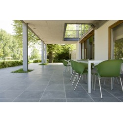 Terrasse élégante en dalle ardoise noire