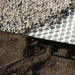 Bordure pvc adaptée à la finition autour de stabilisateurs de graviers