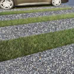 Parking en zones mixtes : gravillons et gazon