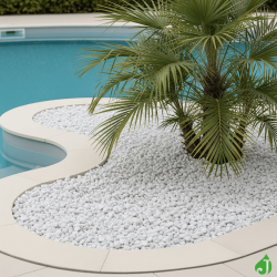 Gravier roulé en marbre blanc pour un espace piscine de grand standing