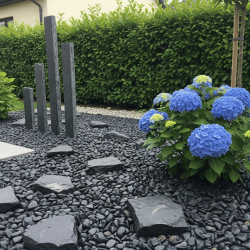 Galets noirs mat pour un espace déco au jardin