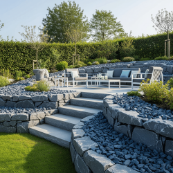 Parterres en roche grise 80/150 pour aménagement extérieur en étages