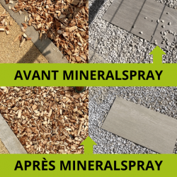 Effet de la colle pour fixer les graviers avant et après