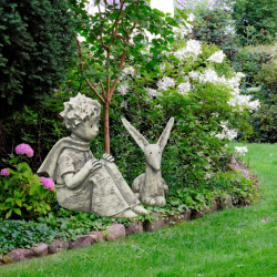 Le petit prince et son renard attentif , statues romantiques pour le jardin
