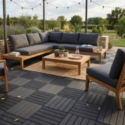 Terrasse extérieure en dalle carrée 40x40 cm coloris marron