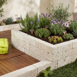 muret travertin pour jardinière