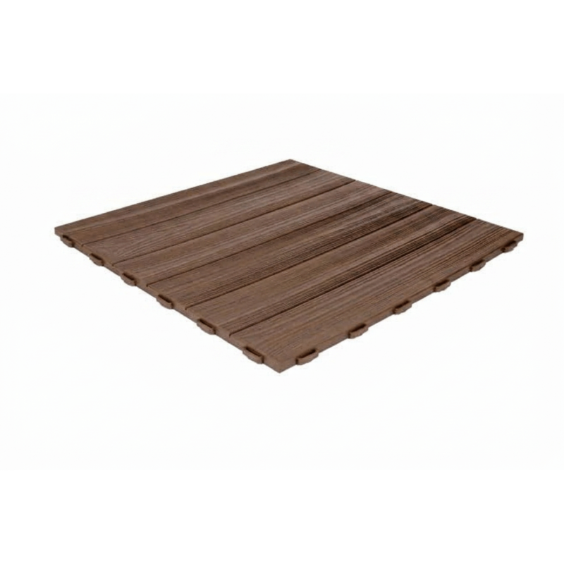Dalle clipsable jardin effet bois marron