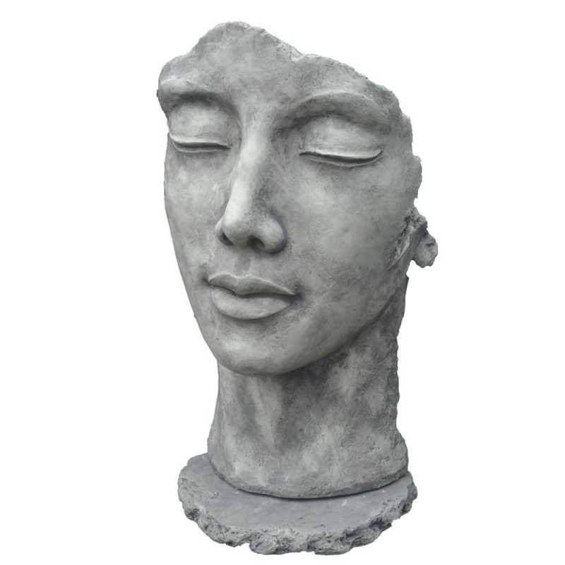 statue visage femme jardin effet pierre