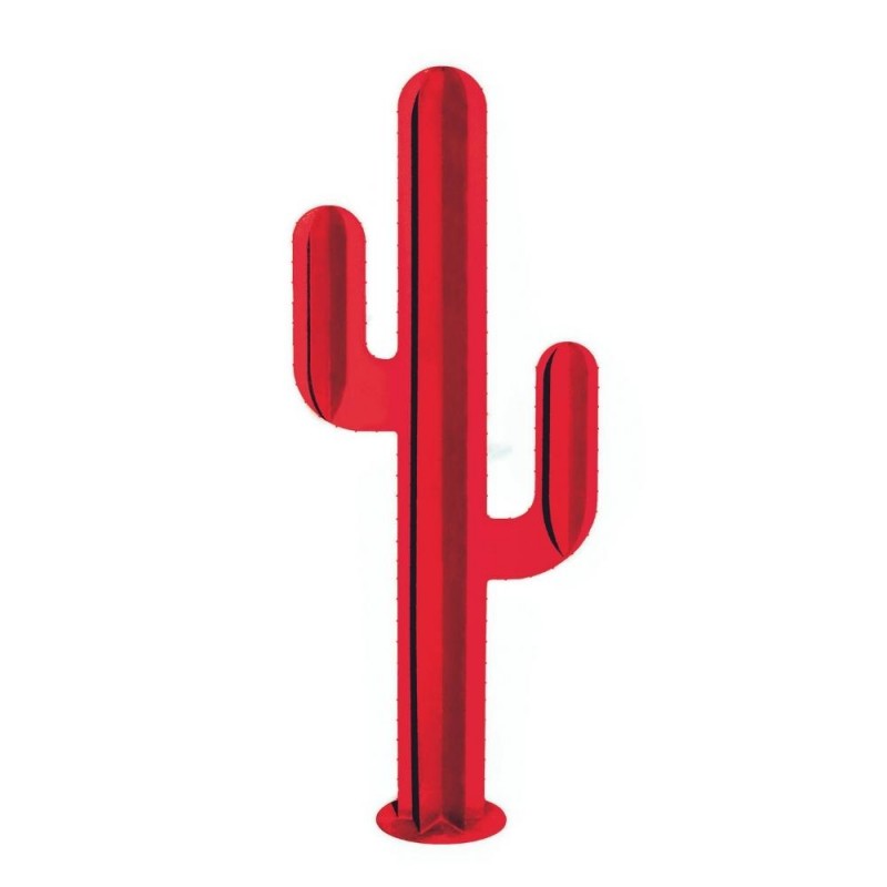Cactus metal 3 branches rouge